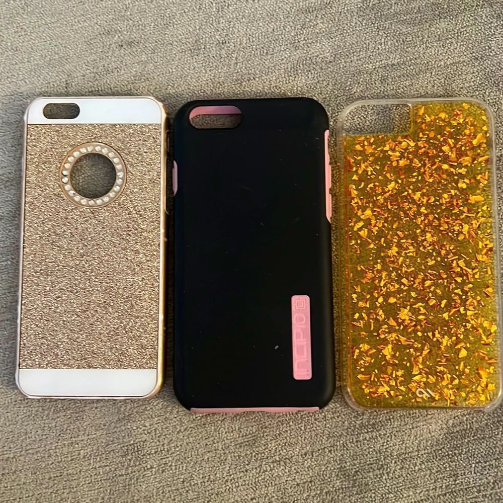 Apple iPhone fits both 7 & 8 Gold Glitter, Rose Gold Glitter, Black with Pink